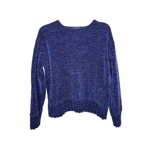 Habitat Clothes to Live in Blue Chenille Boxy Pocket Sweater Womens Size Medium - Picture 1 of 10